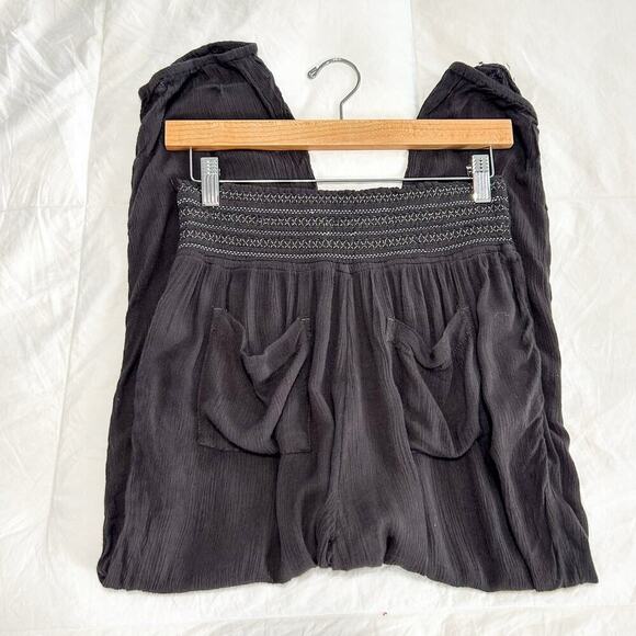 Anthropologie Ett:Twa Sulawesi Smocked Harem Pants Black Rayon EUC Size Small - Picture 7 of 9